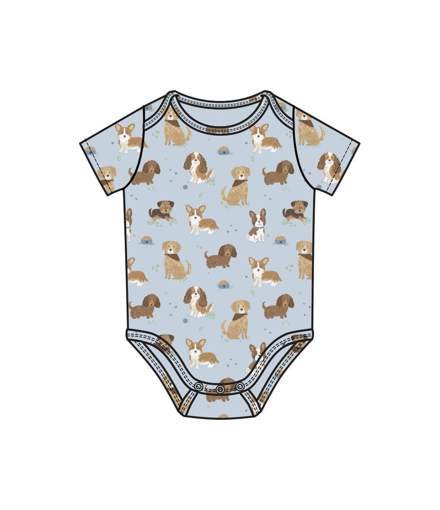 Angel Dear Bodysuit Best Friend Dogs Blue S/S Bodysuit