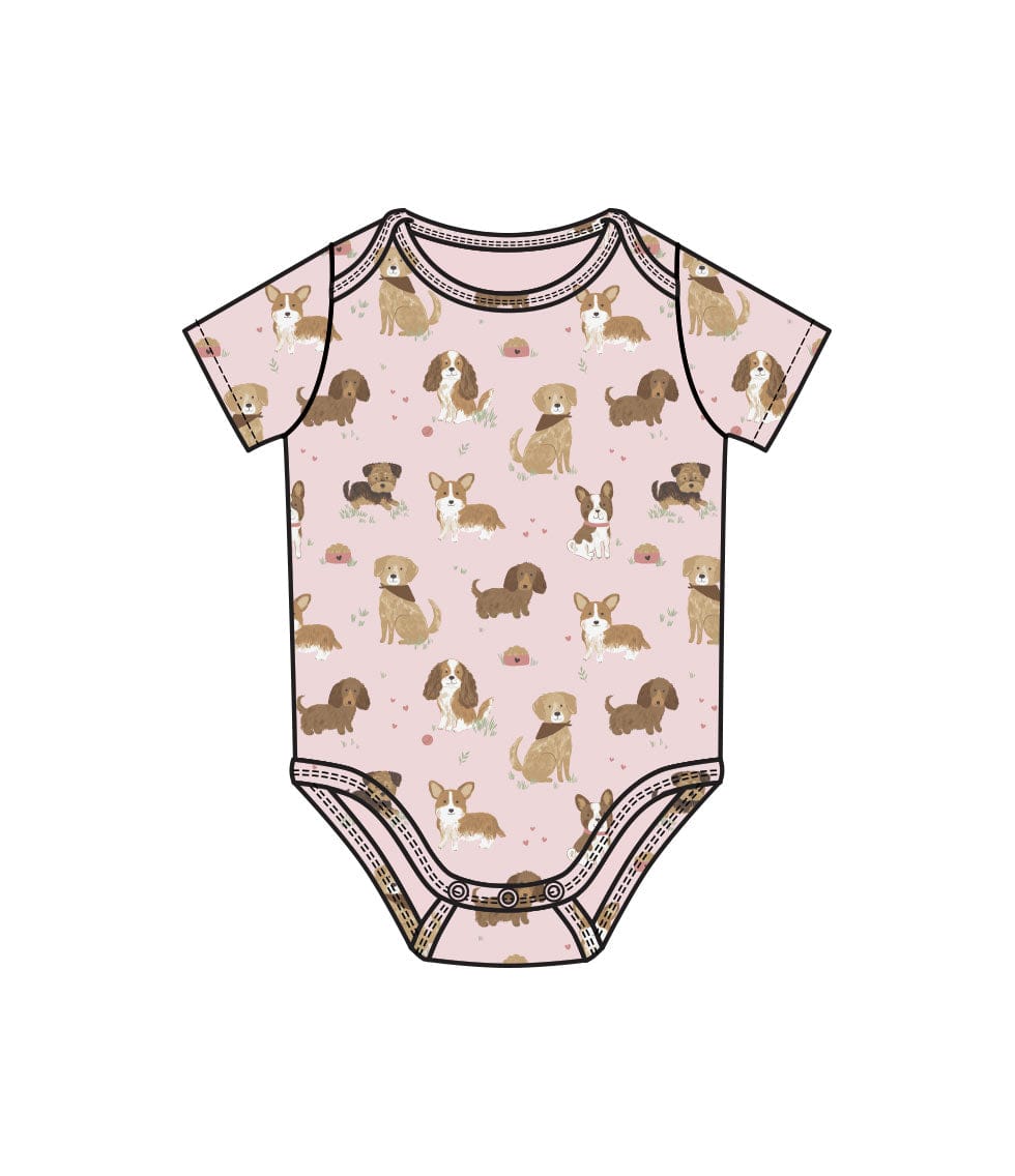 Angel Dear Bodysuit Best Friend Dogs Pink S/S Bodysuit