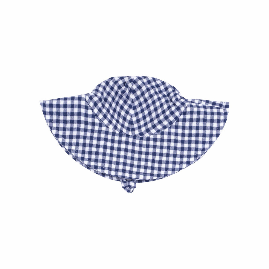 Angel Dear Hat Navy Gingham Wide Brim Sunhat