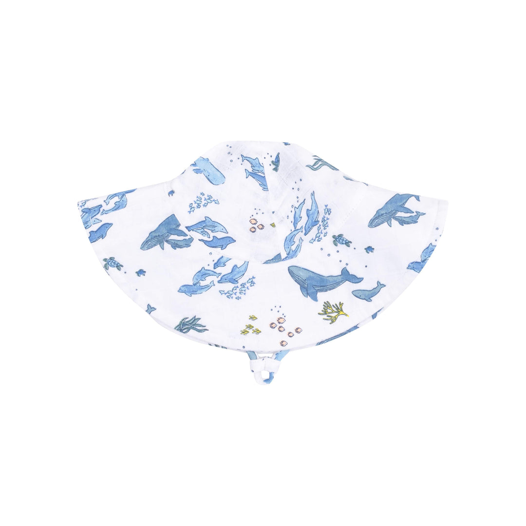 Angel Dear Hat Watercolor Blue Whales Wide Brim Sunhat