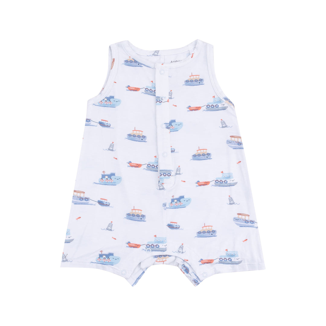 Angel Dear Jumpsuits & Rompers Bubbly Tugboats Sleeveless Shortie Romper