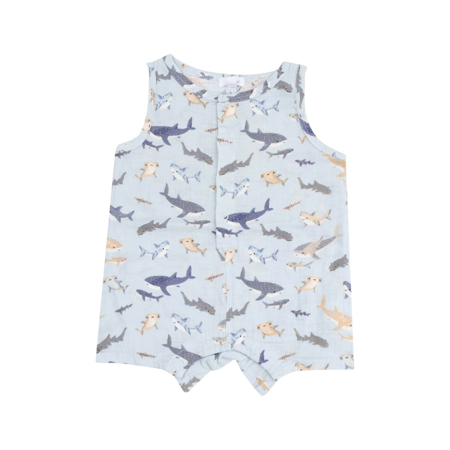 Angel Dear Jumpsuits & Rompers Sharks Slevless Shortie Romper