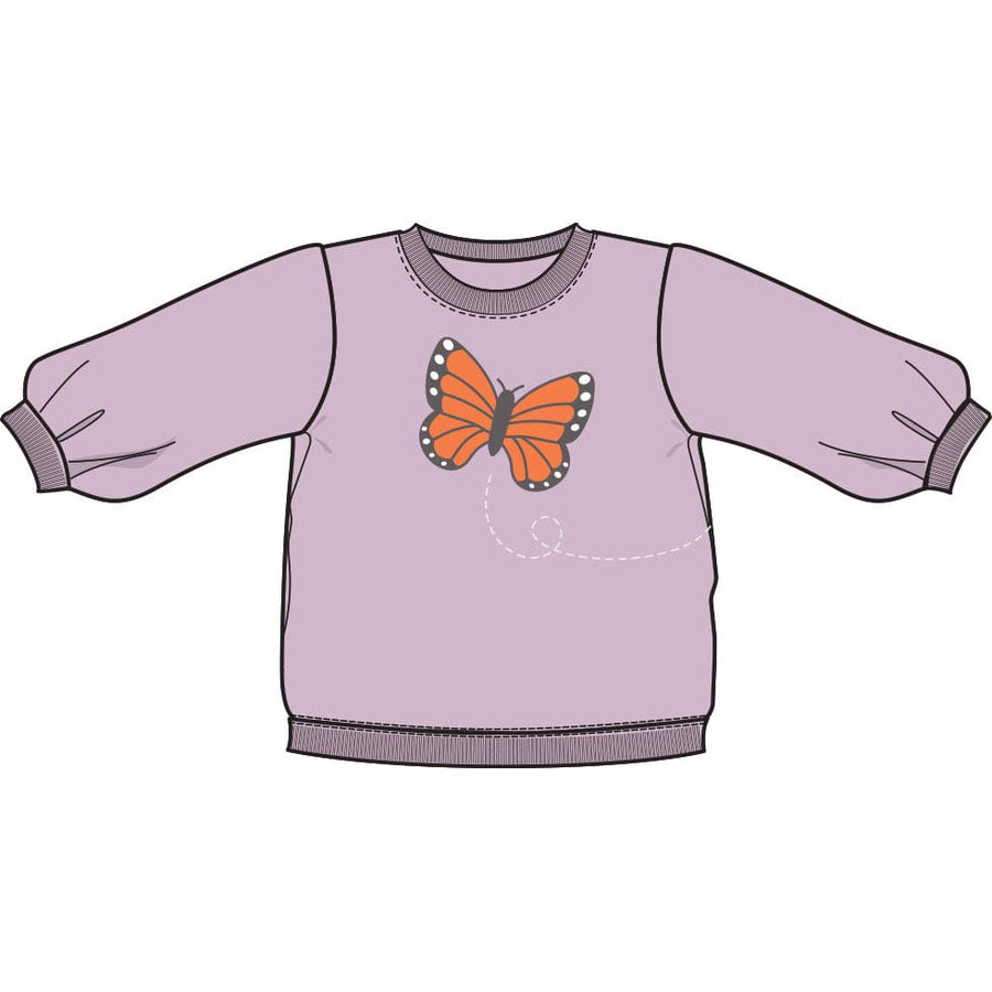 Angel Dear Sweatshirt Monarch Butterflies And Milkweed Oversize Sweatshirt W/ Applique