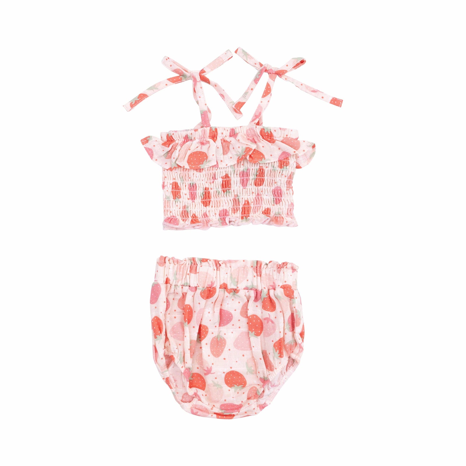 Angel Dear Swimwear Strawberry Bliss Smocked Ruffle Top And Bloomer