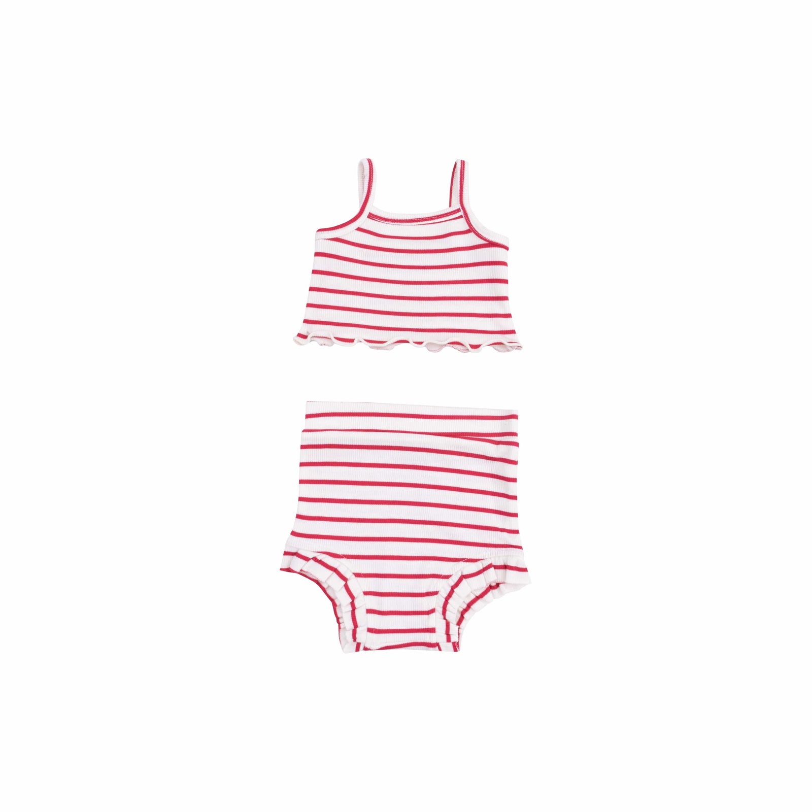 Angel Dear Swimwear Stripe Vintage Red Tank Top & High Waisted Short