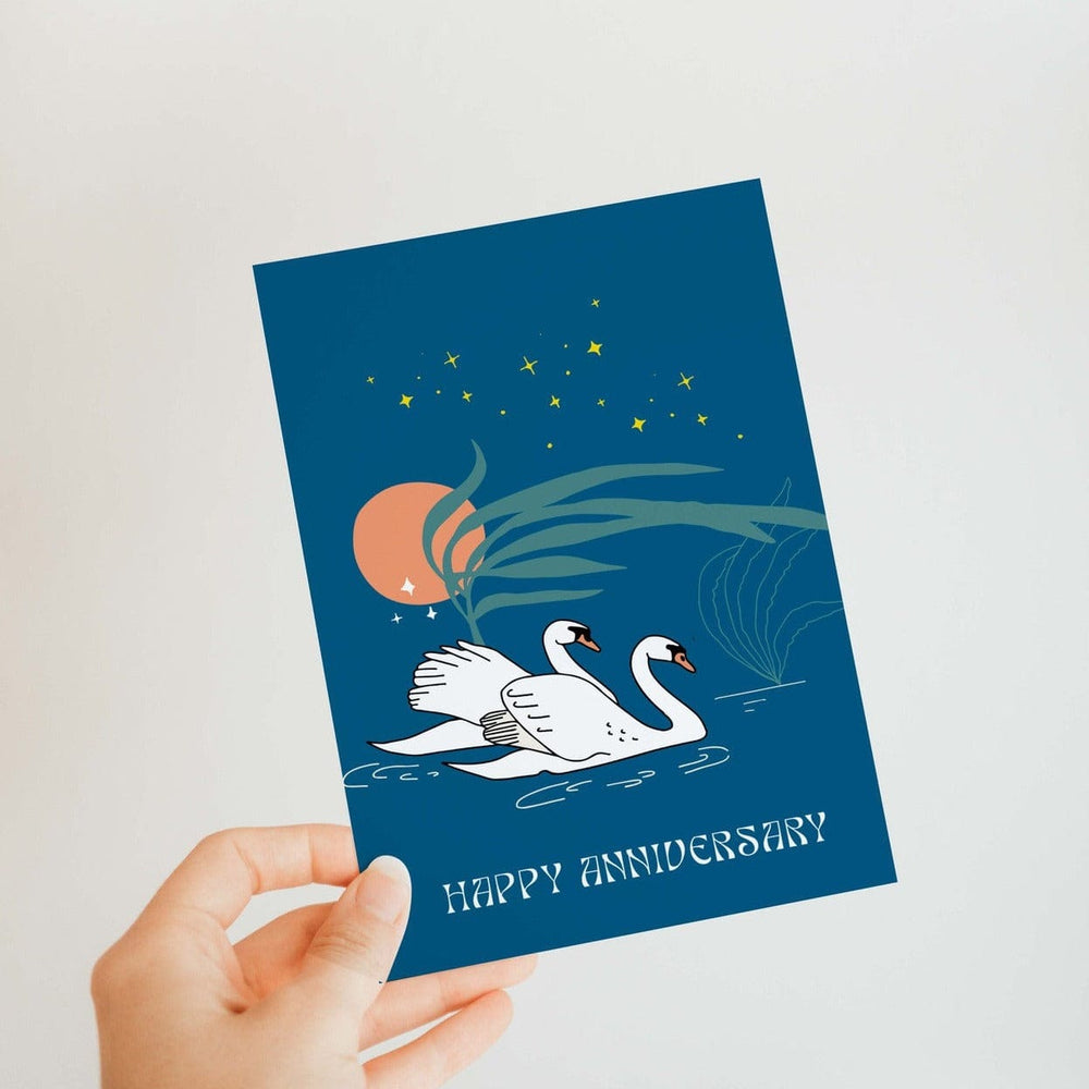 Antiquaria Card Swans Anniversary Card