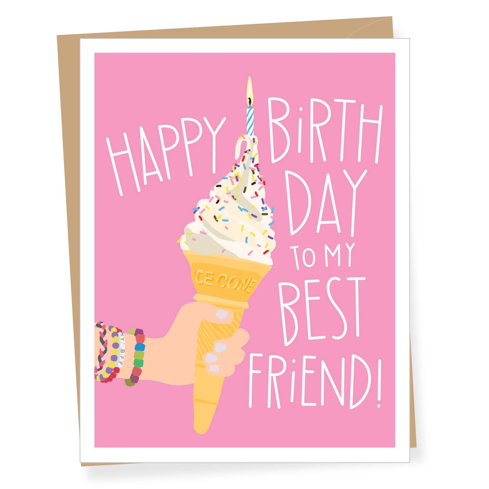 Apartment 2 Cards Cards BFF Ice Cream, Best Friend Birthday Greeting Card