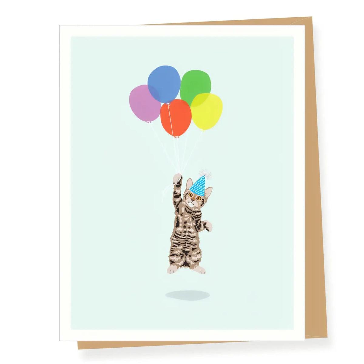Apartment 2 Cards Cards Cat Floating with Balloons Birthday Card