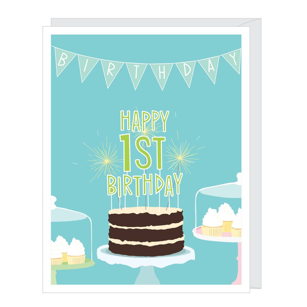 Apartment 2 Cards Cards Happy First Birthday Boy (Teal) Card