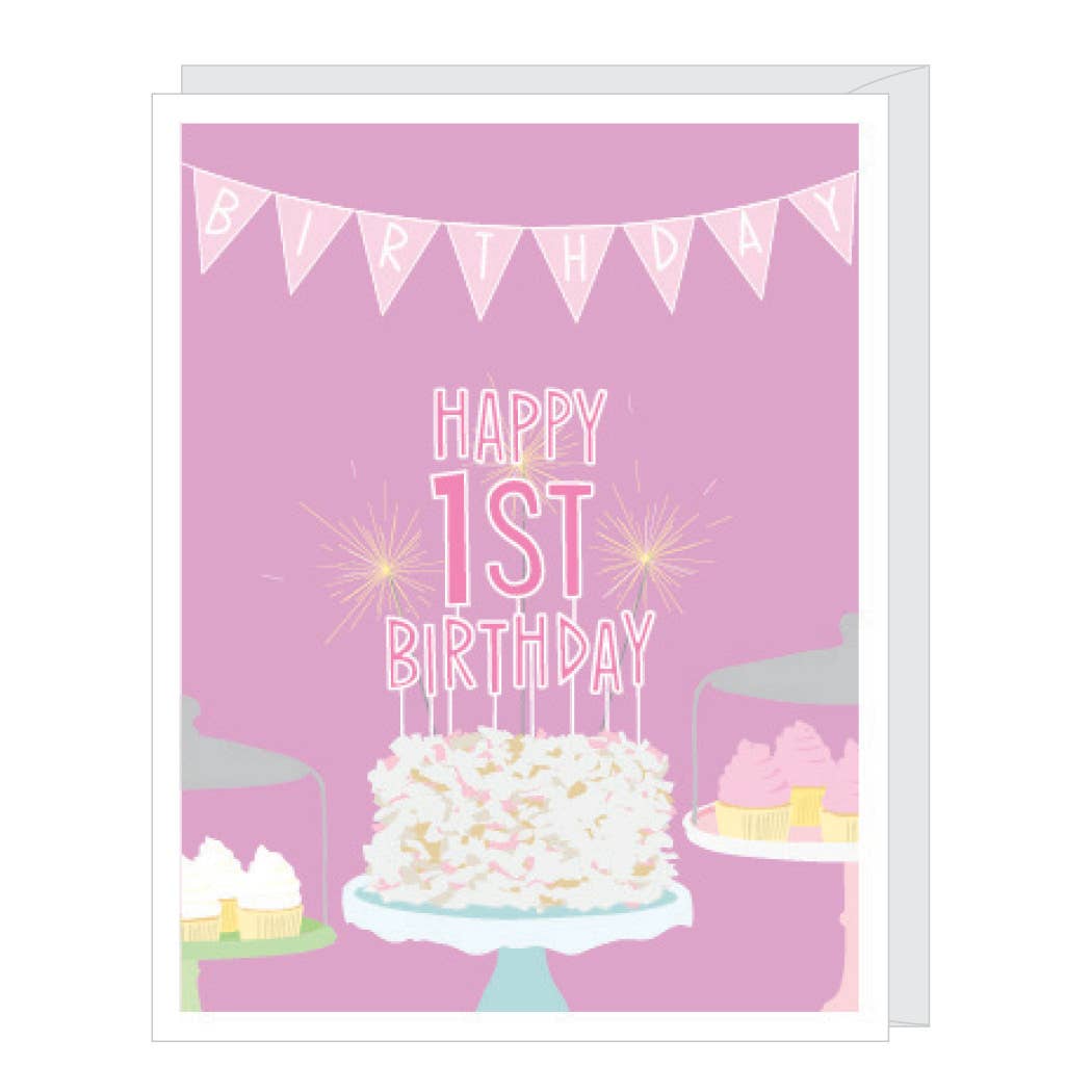 Apartment 2 Cards Cards Happy First Birthday Girl (Pink) Card