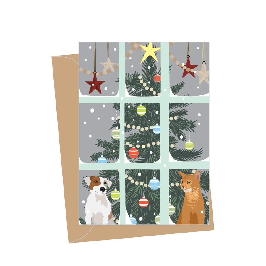 Apartment 2 Cards Enclosure Card Mini Holiday Pets in Window, Folded Enclosure Card