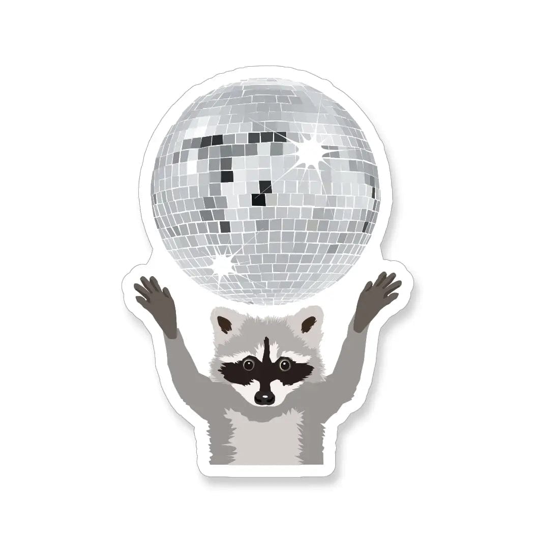 Apartment 2 Cards Sticker Raccoon with Disco Ball Vinyl Sticker