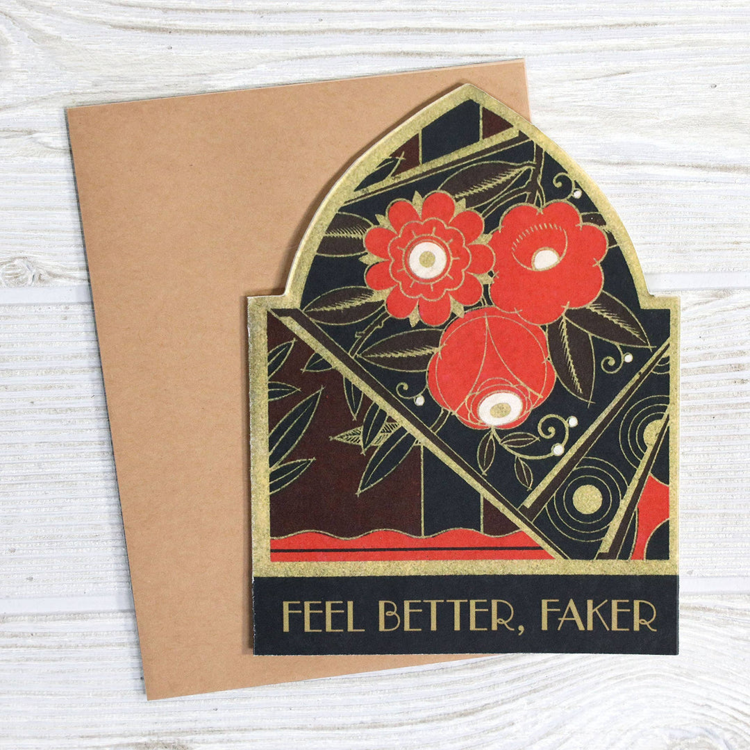 Bad Betty Greeting Co. Cards Feel Better, Faker - Funny Vintage Get Well Card