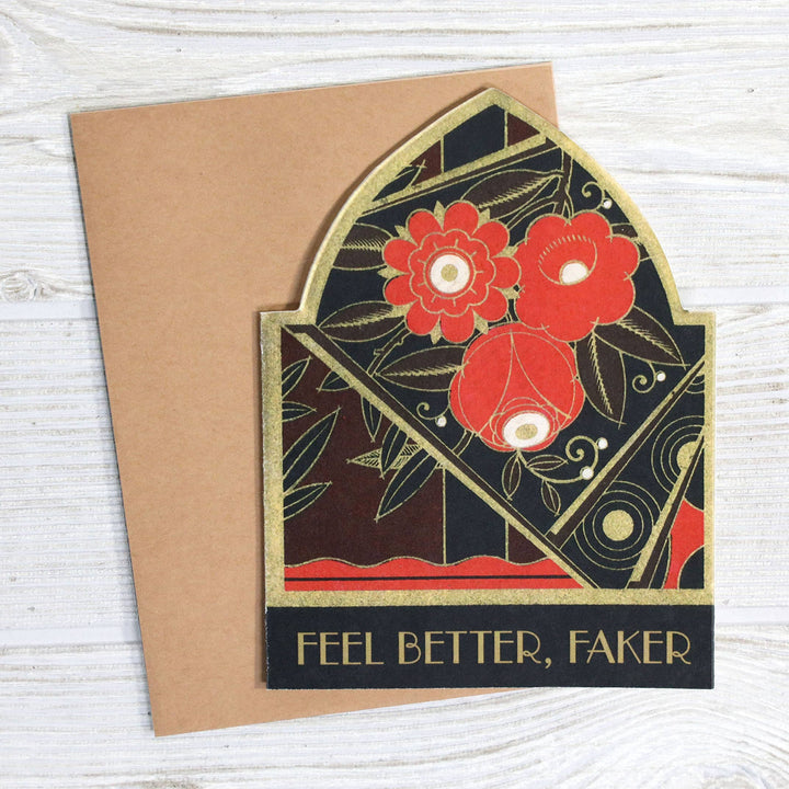 Bad Betty Greeting Co. Cards Feel Better, Faker - Funny Vintage Get Well Card