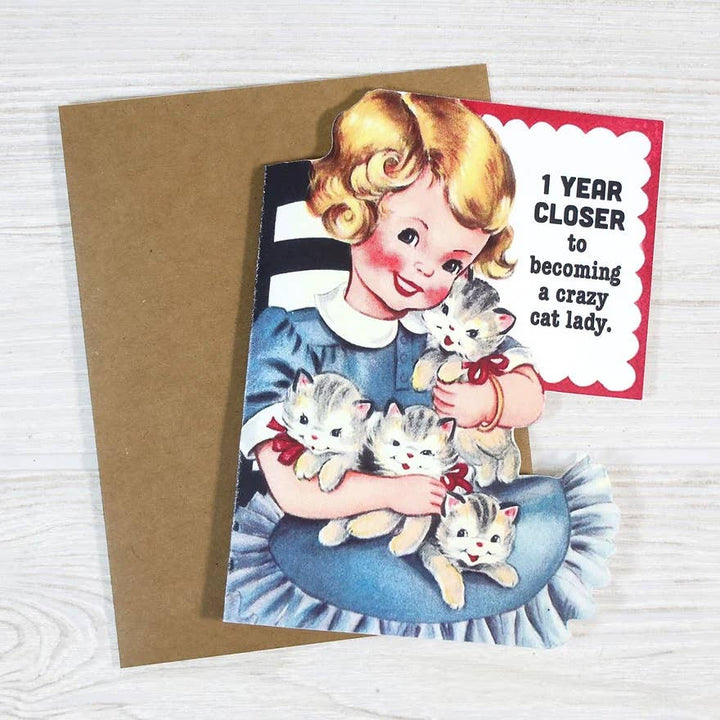 Bad Betty Greeting Co. Cards Funny Birthday Card - Closer to Crazy Cat Lady