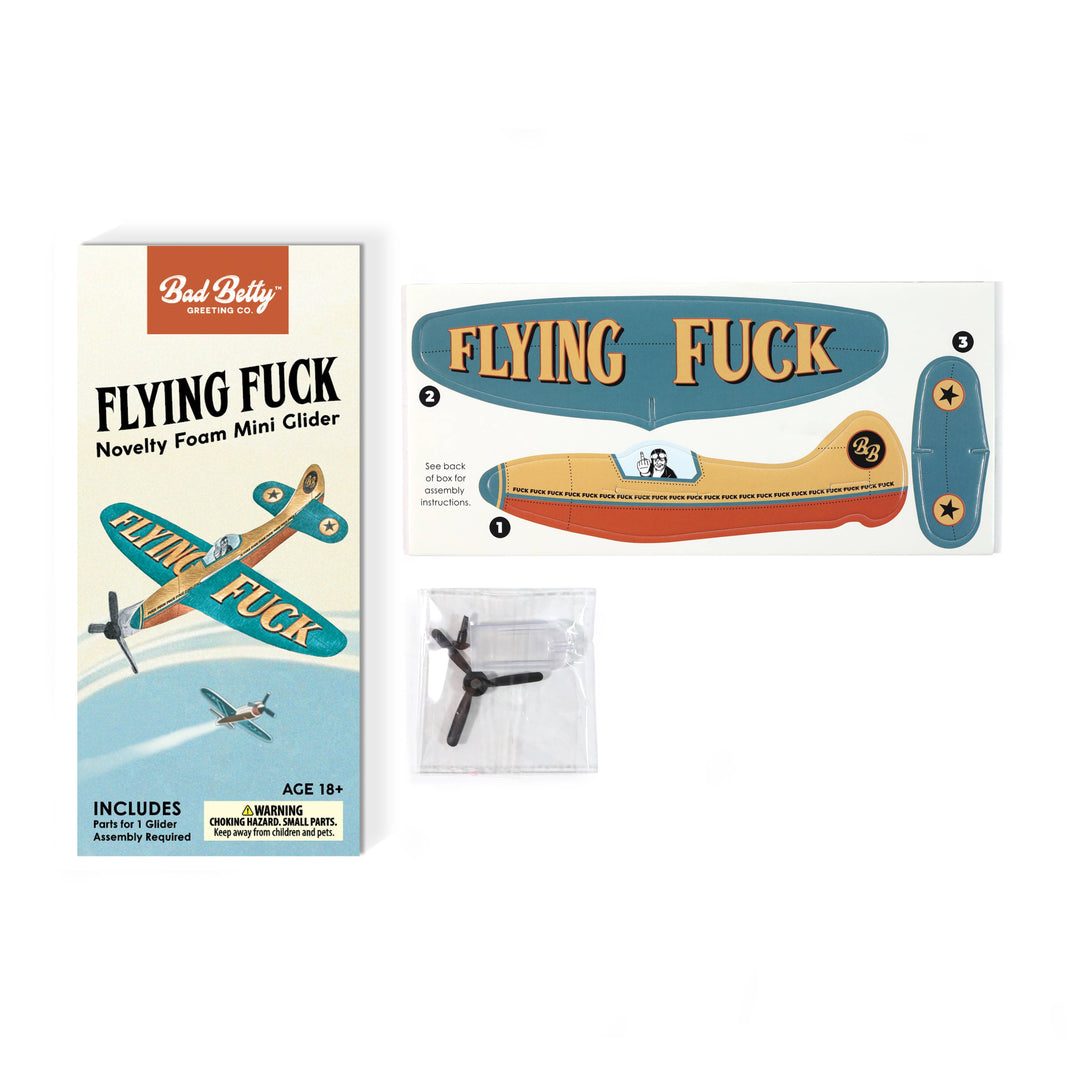 Bad Betty Greeting Co. Cards Novelty Toy Foam Glider Flying F*ck - Funny Gag Gift
