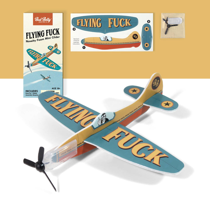 Bad Betty Greeting Co. Cards Novelty Toy Foam Glider Flying F*ck - Funny Gag Gift