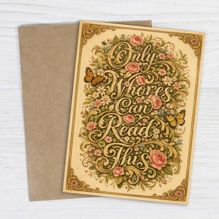 Bad Betty Greeting Co. Cards Only Whores Can Read - This Funny Greeting Card