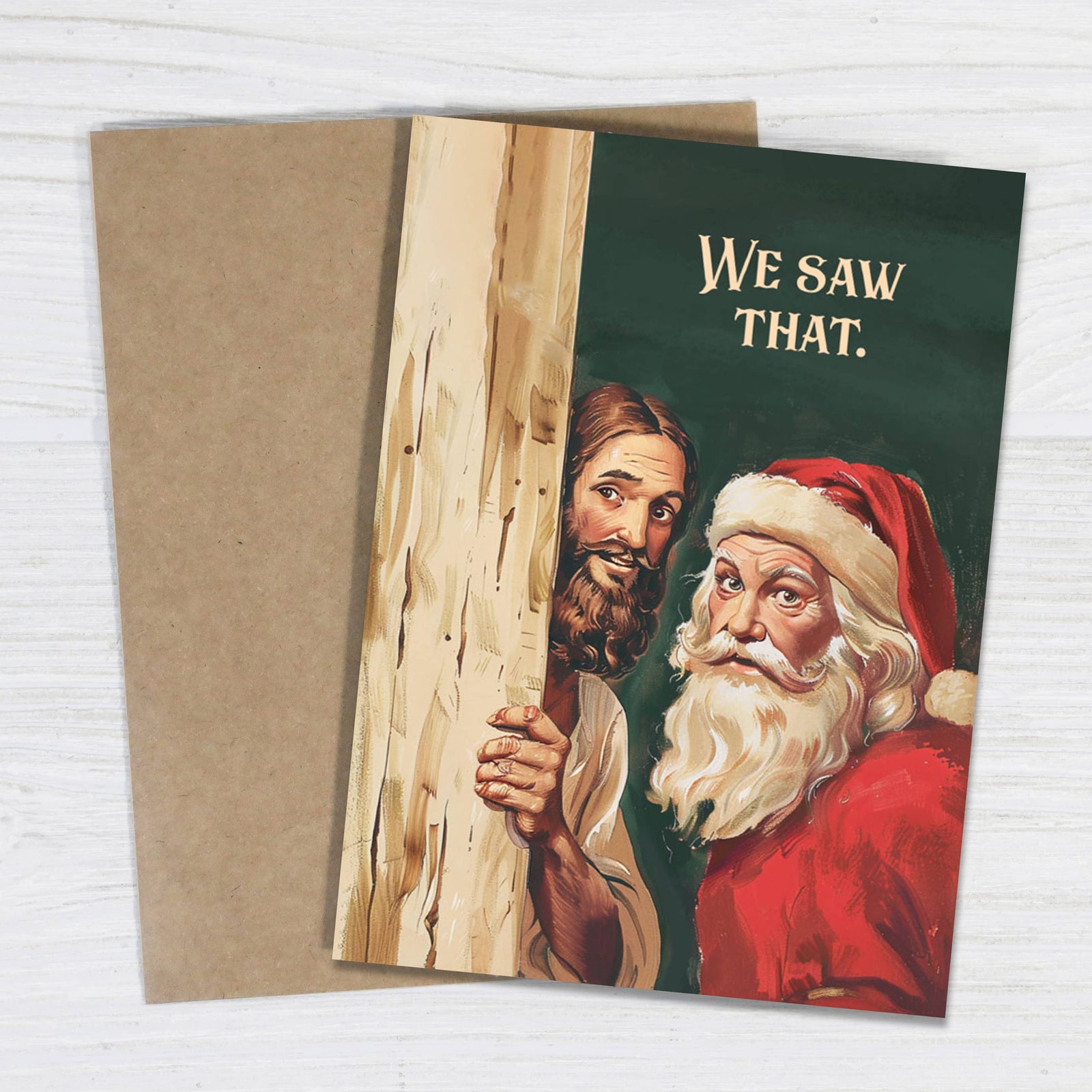 Bad Betty Greeting Co. Cards We Saw That - Santa & Jesus Funny Christmas Card Guilt Trip