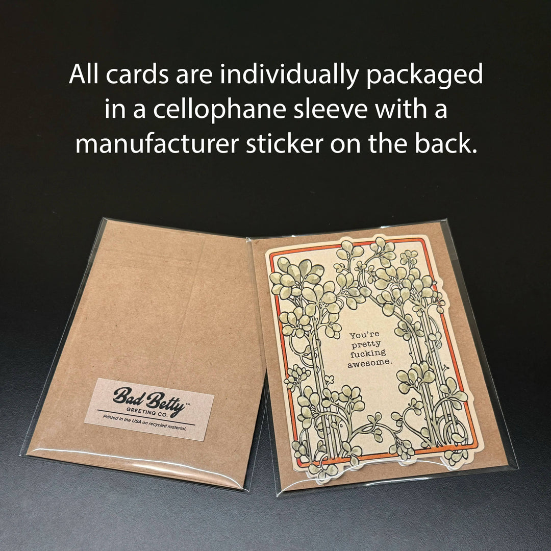 Bad Betty Greeting Co. Cards You're Pretty F*cking Awesome - Vintage Style Card