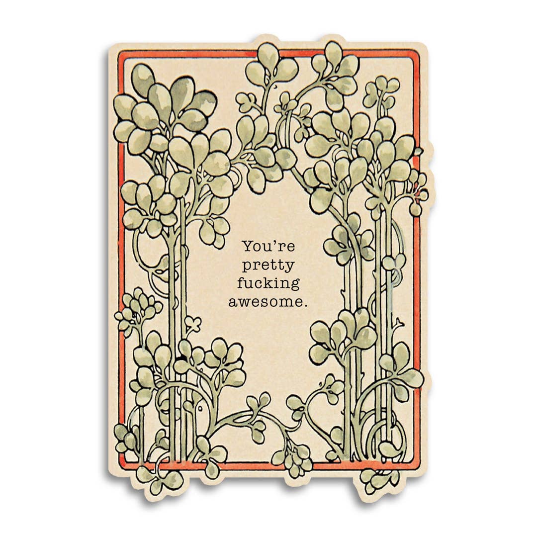 Bad Betty Greeting Co. Cards You're Pretty F*cking Awesome - Vintage Style Card