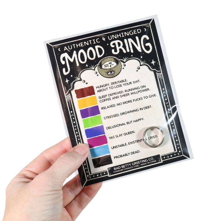 Bad Betty Greeting Co. Fashion Authentic & Unhinged Color Changing Mood Ring - Funny Gift