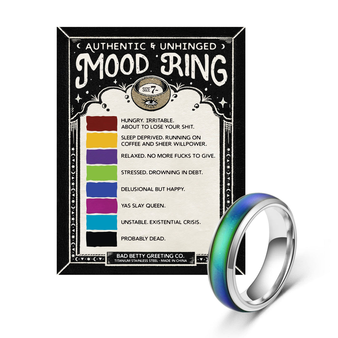 Bad Betty Greeting Co. Fashion Authentic & Unhinged Color Changing Mood Ring - Funny Gift