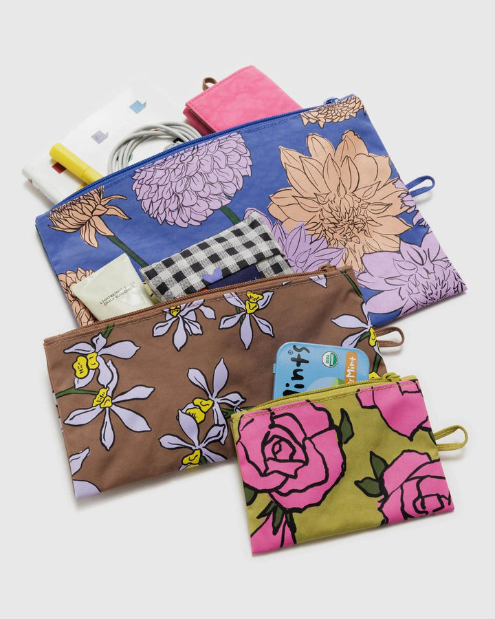 Baggu Bags Garden Flowers / OS Flat Pouch Set