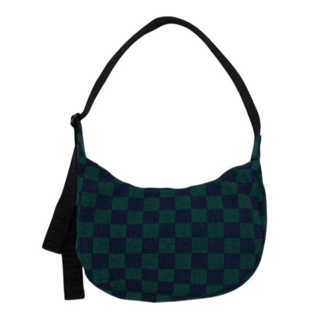 Baggu Bags Navy Green Check / OS Medium Nylon Crescent Bag