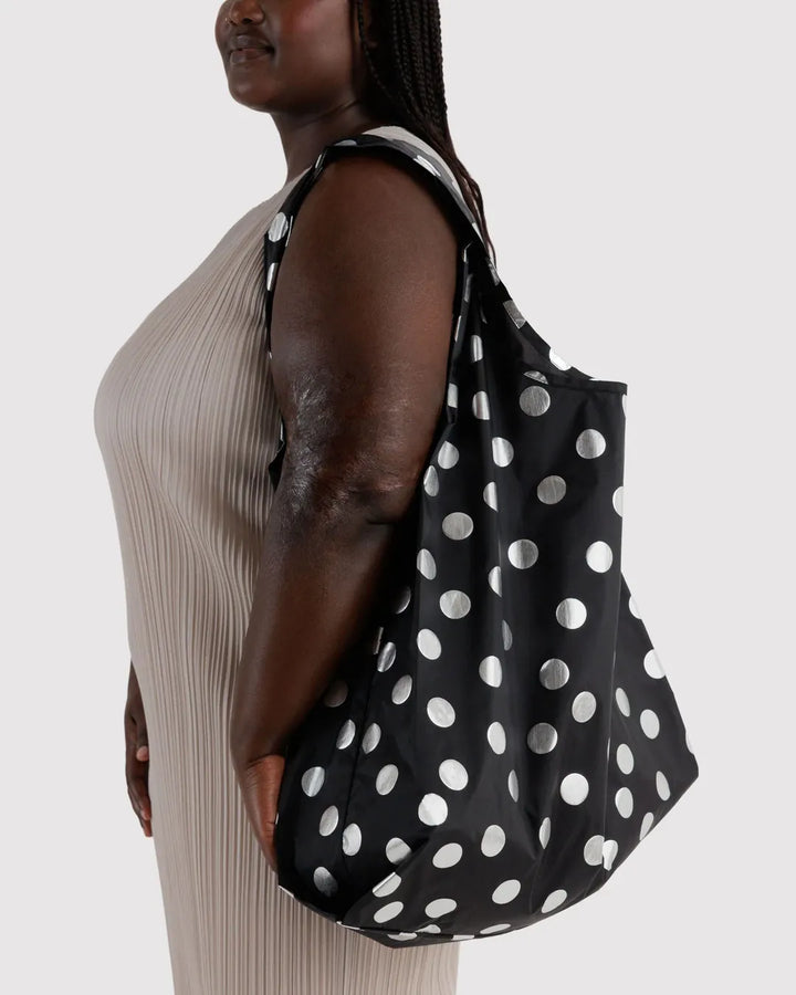Baggu Fashion Big Baggu | Silver Metallic Polka Dot