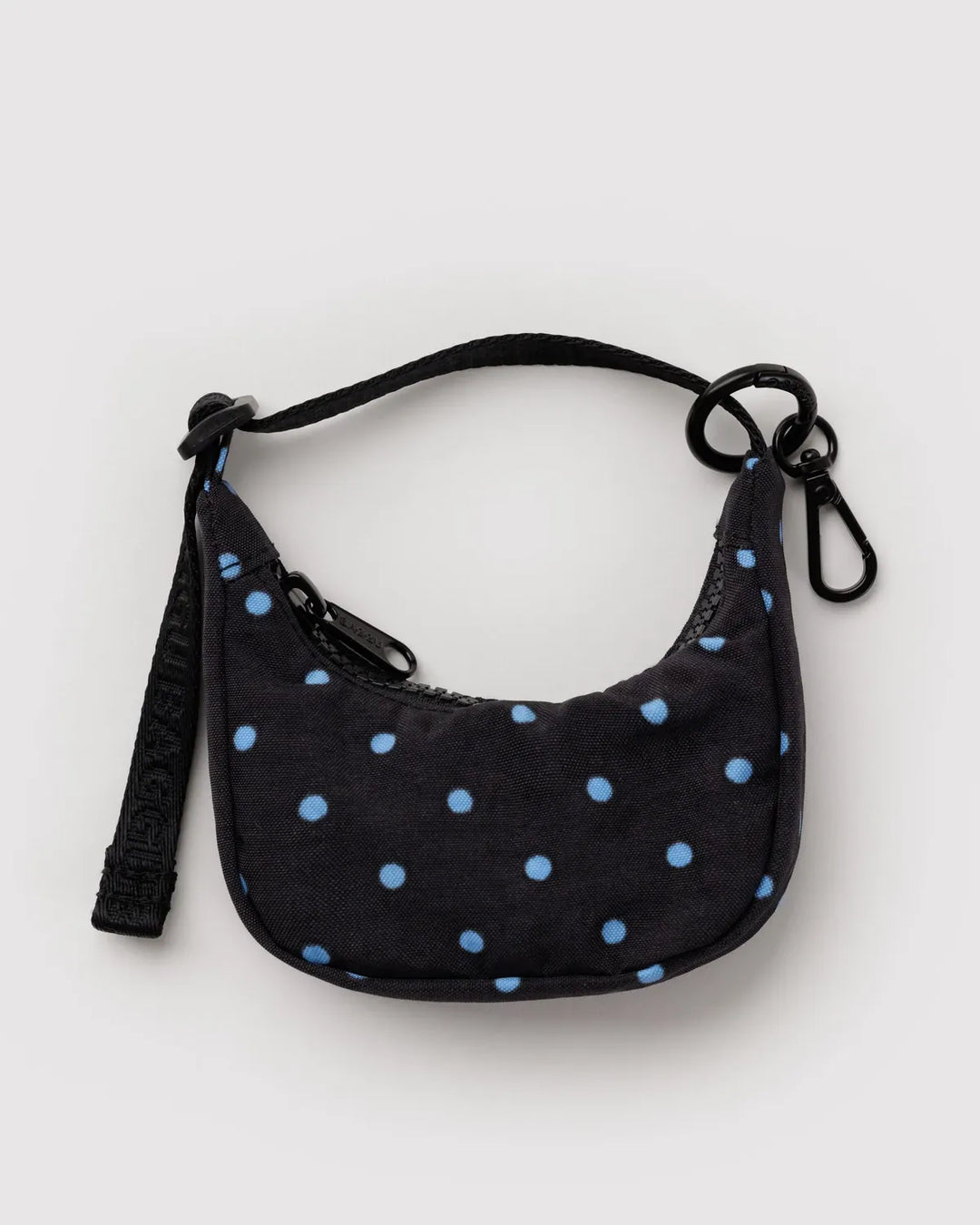 Baggu Fashion Crescent Bag Charm | Black And Sky Blue Micro Dot