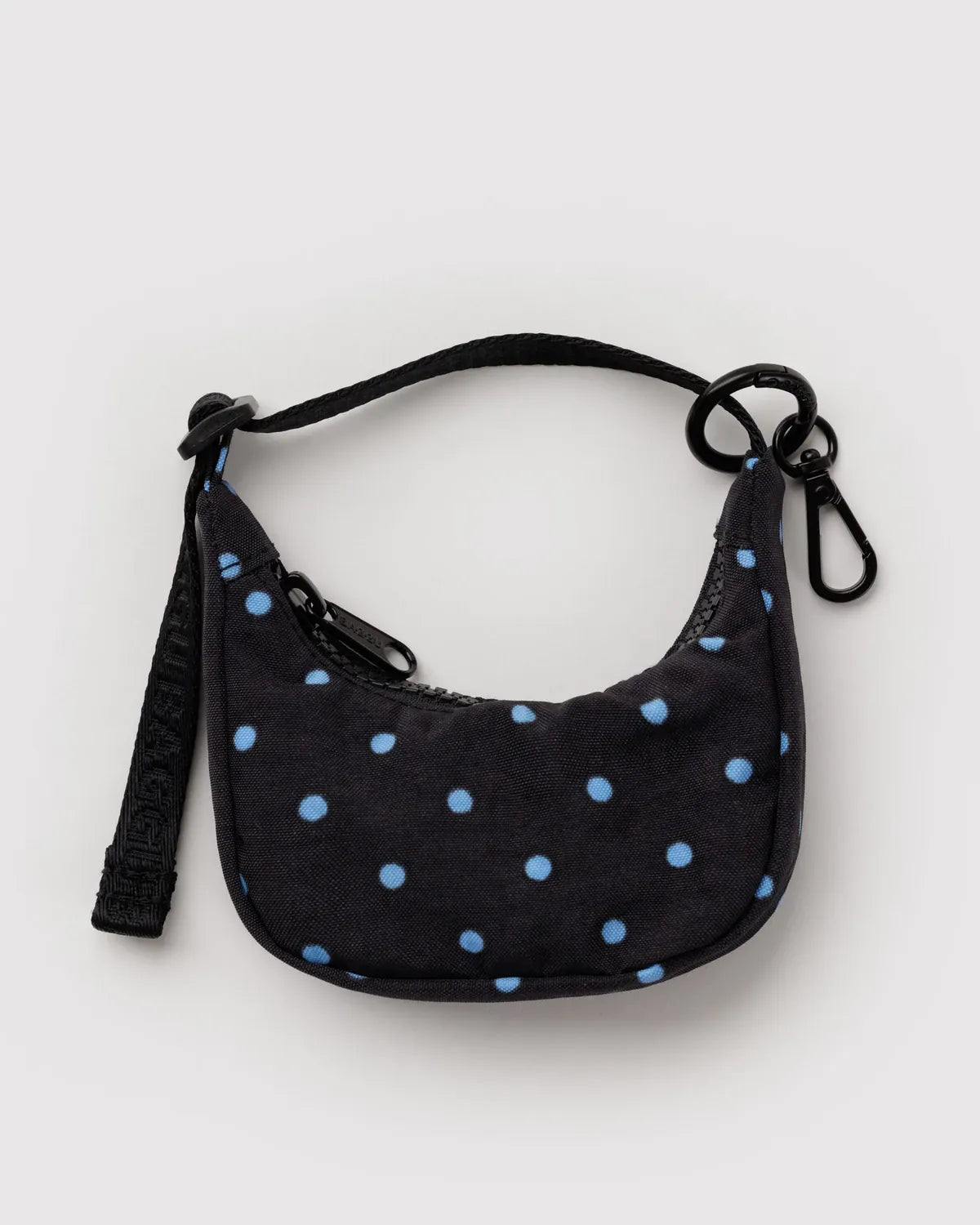 Baggu Fashion Crescent Bag Charm | Black And Sky Blue Micro Dot