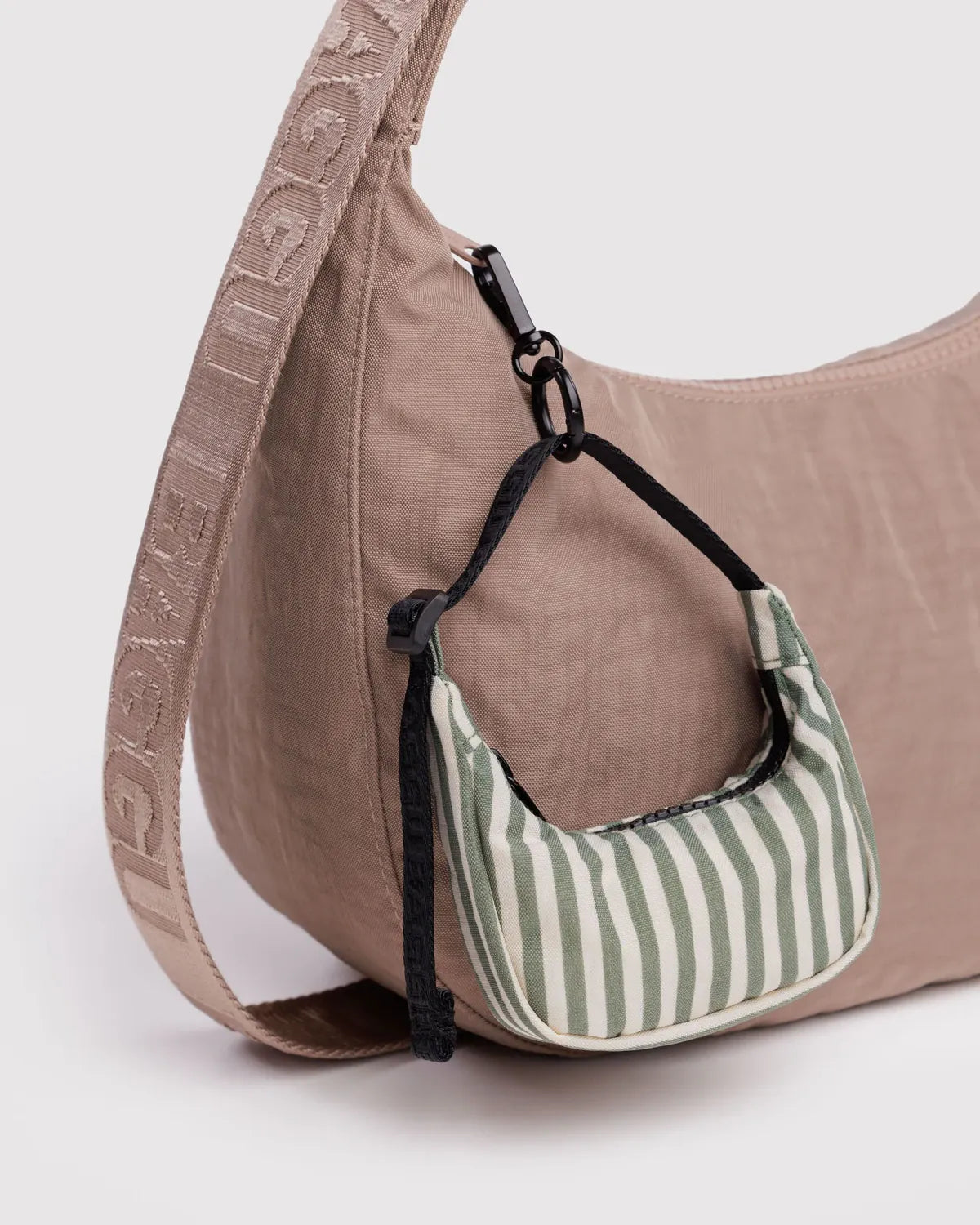 Baggu Fashion Crescent Bag Charm | Sage Stripe