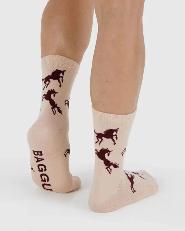 Baggu Fashion Crew Sock | Horses