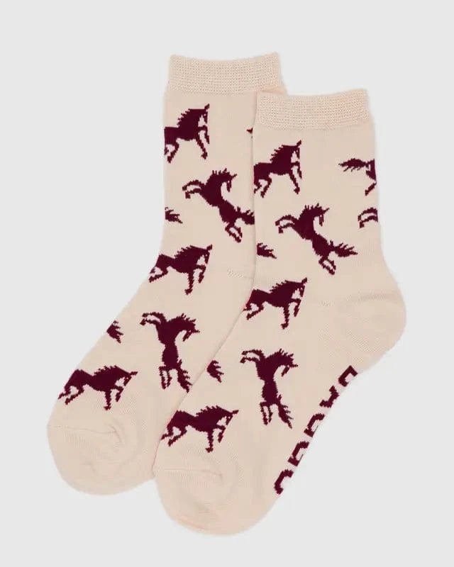 Baggu Fashion Crew Sock | Horses