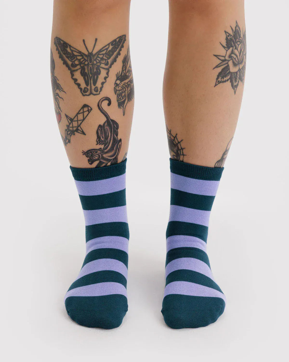 Baggu Fashion Crew Sock | Malachite Stripe