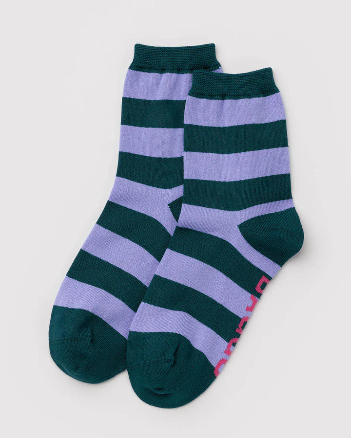 Baggu Fashion Crew Sock | Malachite Stripe