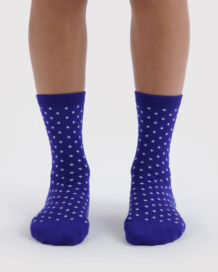 Baggu Fashion Crew Sock | Micro Blue and White Polka Dot