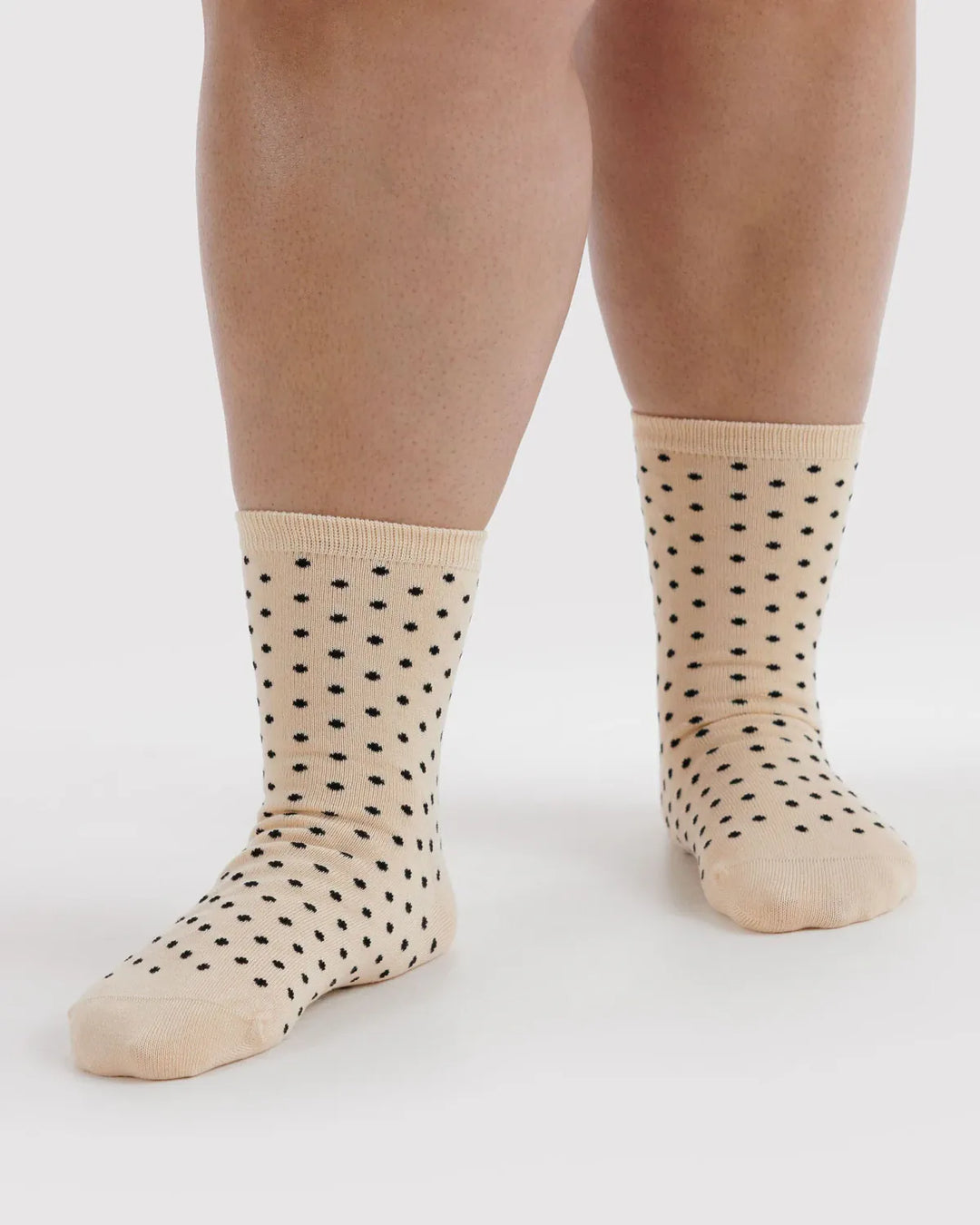 Baggu Fashion Crew Sock | Micro Cream and Black Polka Dot