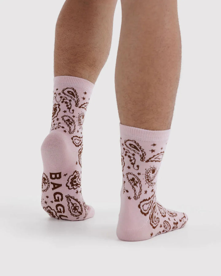 Baggu Fashion Crew Sock | Paisley Pink