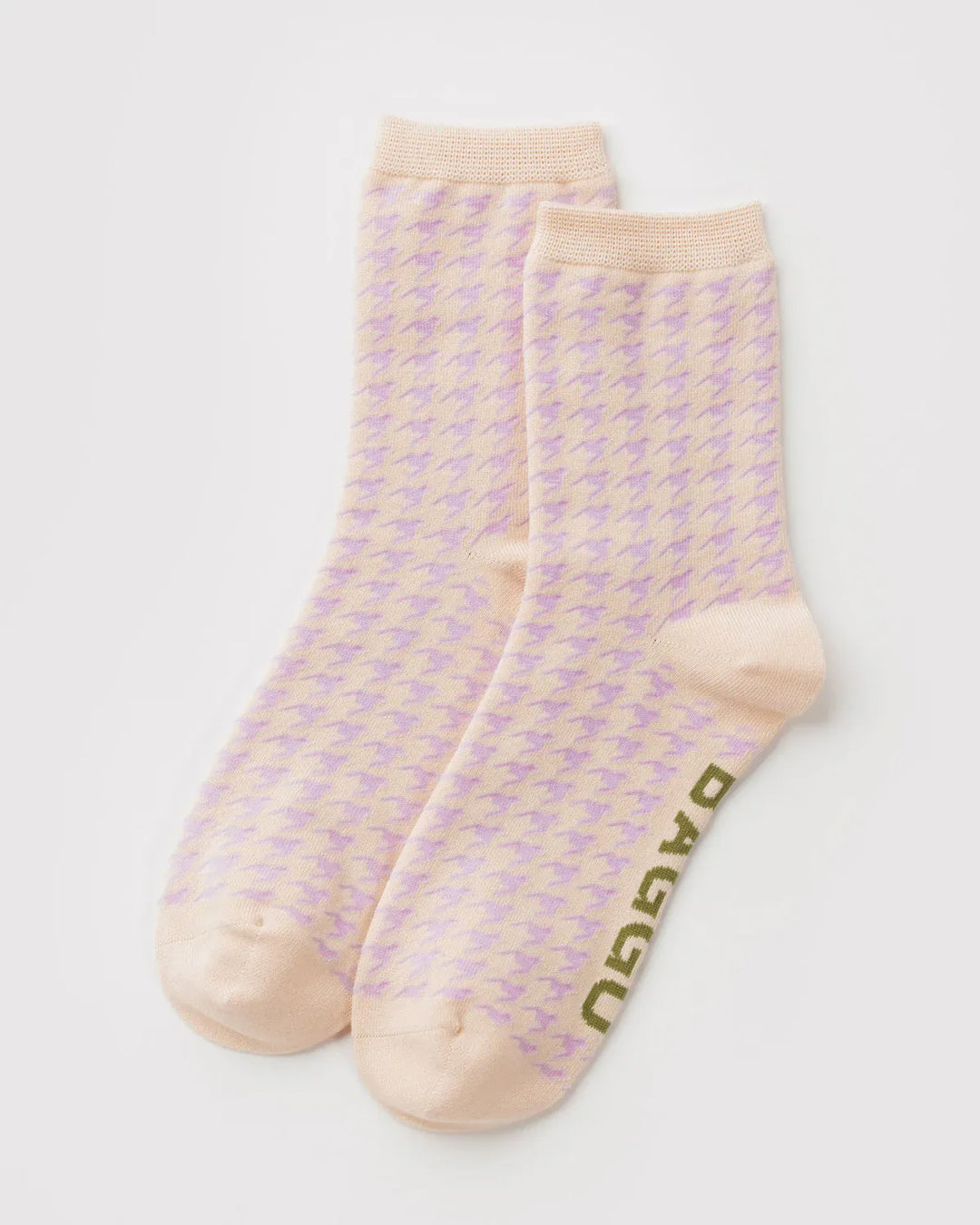 Baggu Fashion Crew Sock | Pink Houndstooth