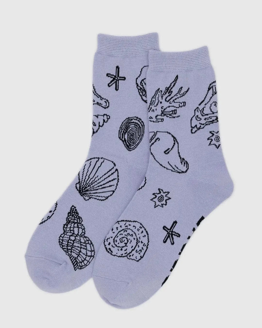 Baggu Fashion Crew Sock | Shells Light Blue