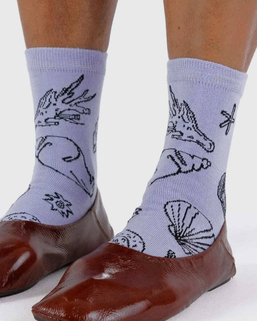 Baggu Fashion Crew Sock | Shells Light Blue