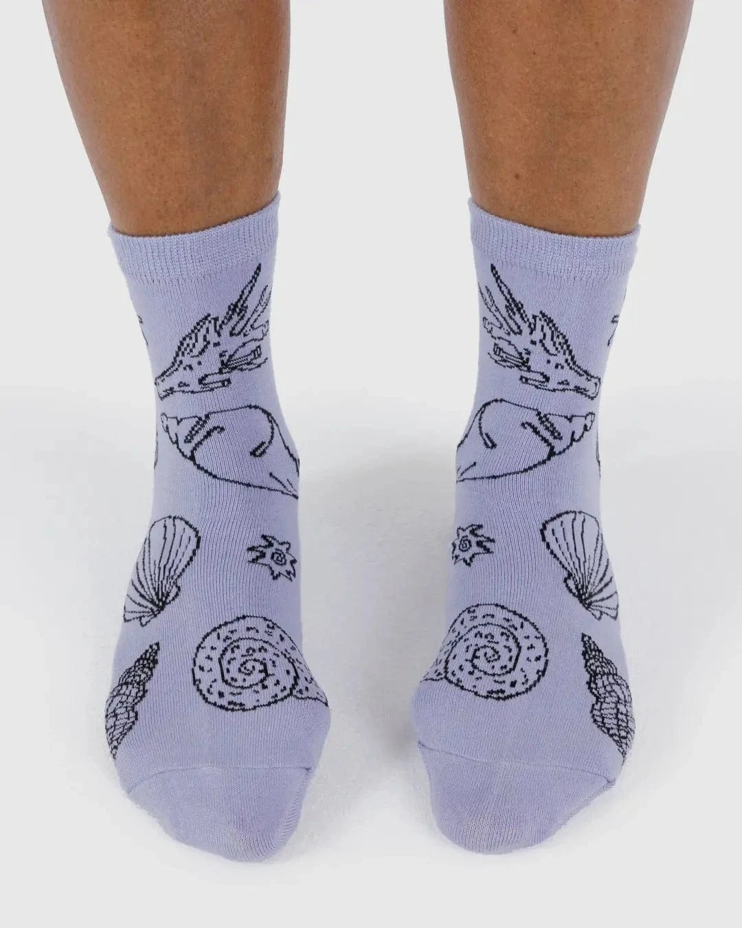 Baggu Fashion Crew Sock | Shells Light Blue