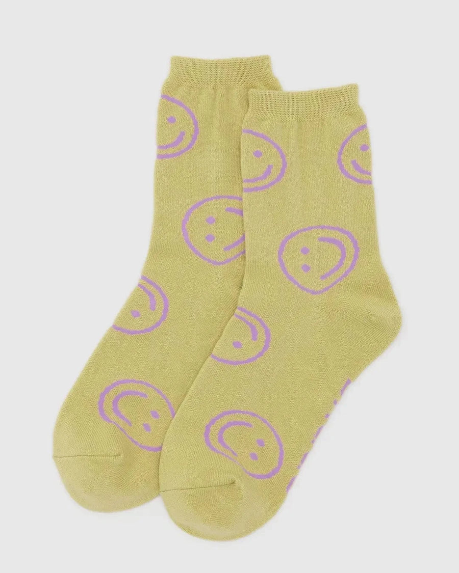 Baggu Fashion Crew Sock | Straw Happy
