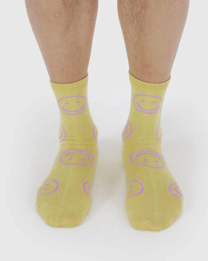Baggu Fashion Crew Sock | Straw Happy