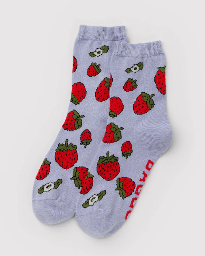 Baggu Fashion Crew Sock | Strawberry Blossom