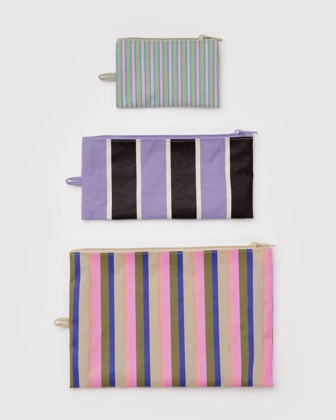Baggu Fashion Flat Pouch Set | Candy Shop Stripes