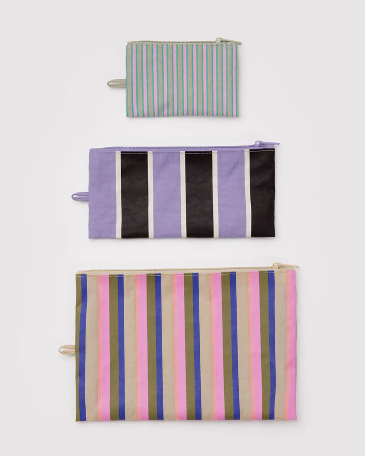 Baggu Fashion Flat Pouch Set | Candy Shop Stripes