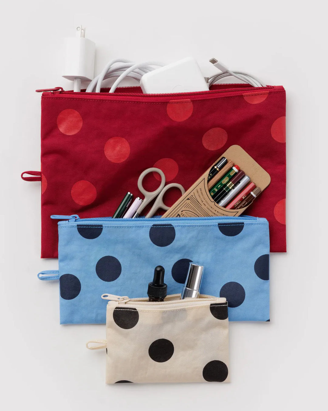 Baggu Fashion Flat Pouch Set | Polka Dot Mix